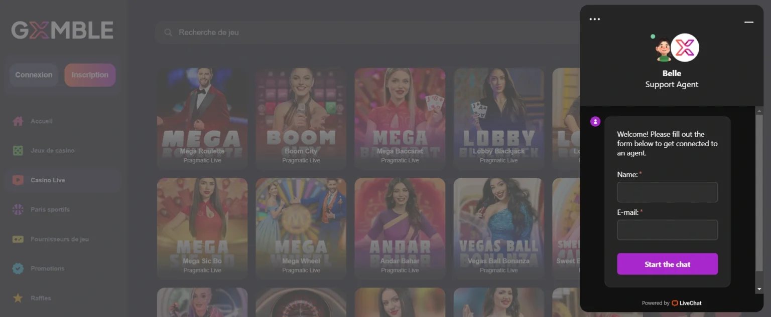 Service client et support en ligne 24/7 de Gxmble Casino